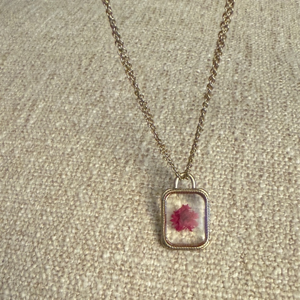 Boho Necklaces -Hot pink Floral Charm necklace Women’s jewelry everyday necklace